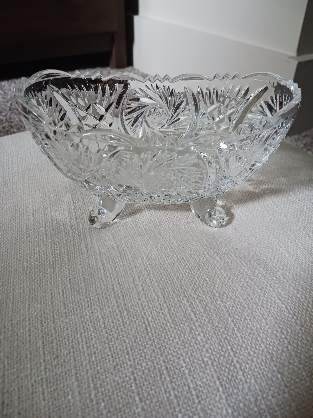 Vintage American Brilliant Clear Cut Glass Decorative Dish